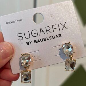 NWT! Sugarifx by BaubleBar Teardrop Square-shaped Faux Diamond Earrings